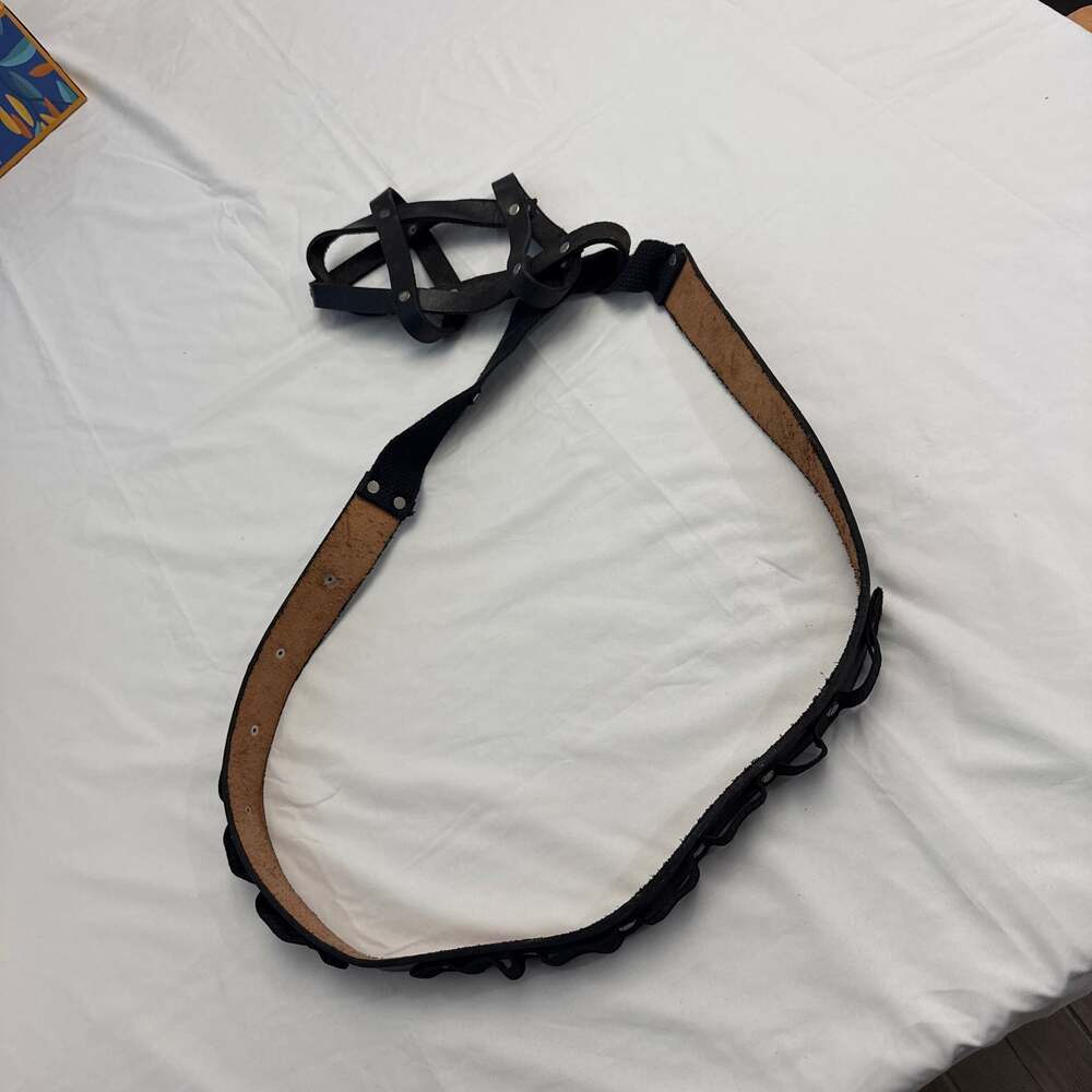 Vintage Handcrafted Leather Bottle Carrier or Can Holster Belt Bandolier Straps